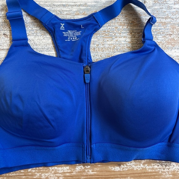 Xersion Training Racerback Wireless Sports Bra Front Zip Blue Size L - Picture 1 of 4